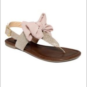 Material Girl Swift Pink and Gold Glitter Sandals